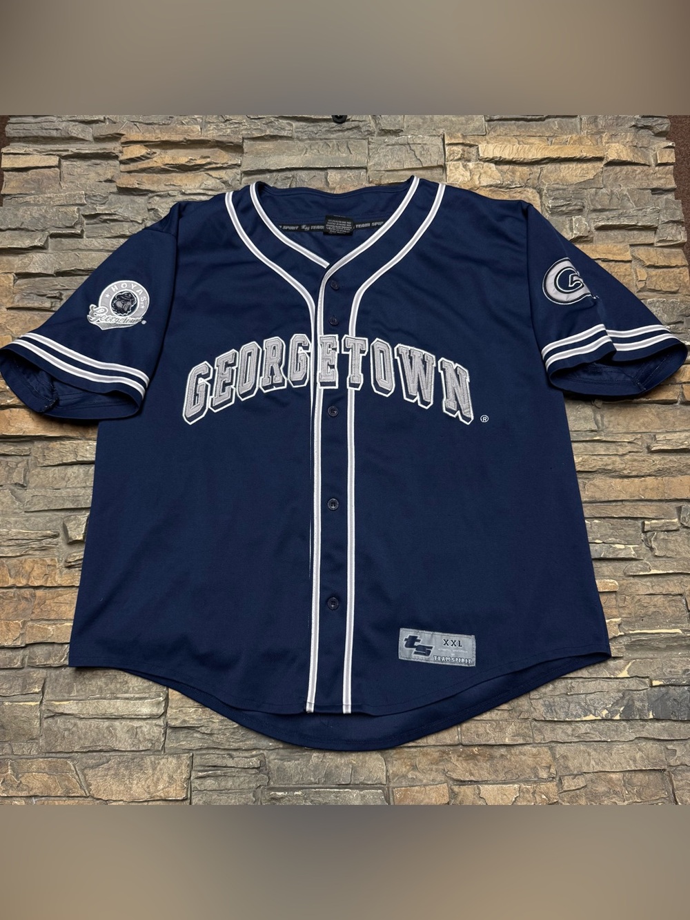 Georgetown Hoyas Jersey Mens XL Vintage Y2K University Baseball Blue Embroidered